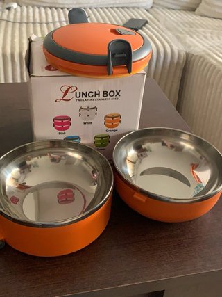 Fiambrera 2 Capas Acero Inox Naranja