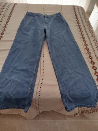 Pantalones vaqueros azules anchos con campanas