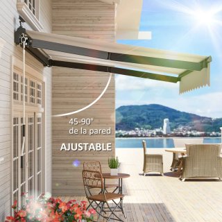 Toldo retráctil manual con luces LED solares