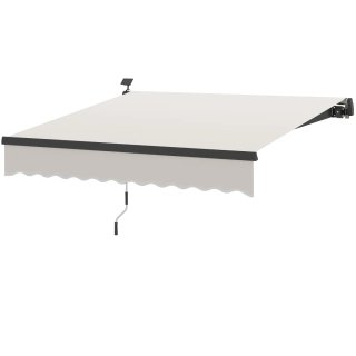 Toldo retráctil manual con luces LED solares