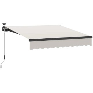 Toldo retráctil manual con luces LED solares