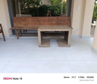 Mesa de fibra con cristal 100x 59 cmm