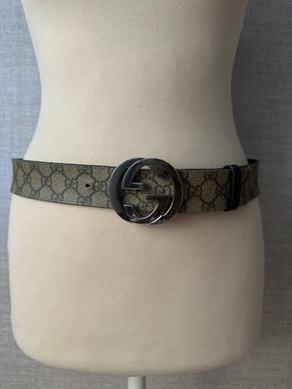 Cintura Gucci GG Fibbia Argentata Marrone