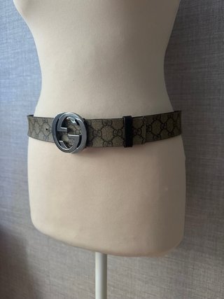 Cintura Gucci GG Fibbia Argentata Marrone