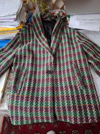 Chaqueta cuadros verde y morado