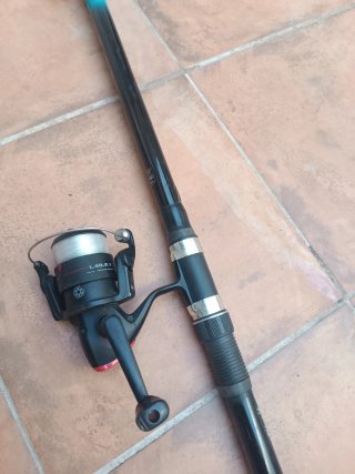 Caña de pescar con carrete