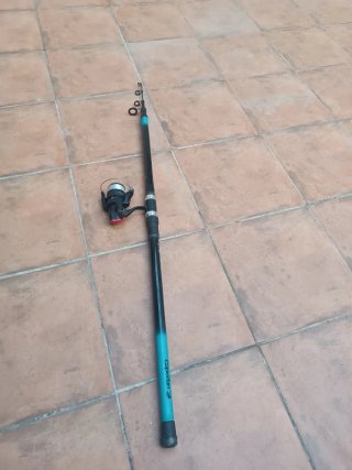 Caña de pescar con carrete