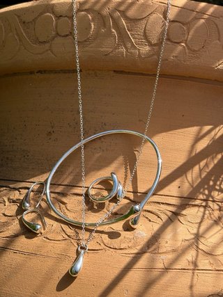 Conjunto Joyas Plata: Collar, Pulsera, Anillo y