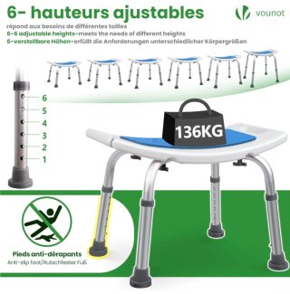 Taburete Ducha Regulable 38-52 cm