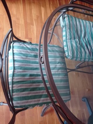 Tavolo in Ferro Forgiato e Vetro per Giardino/Sala da Pranzo