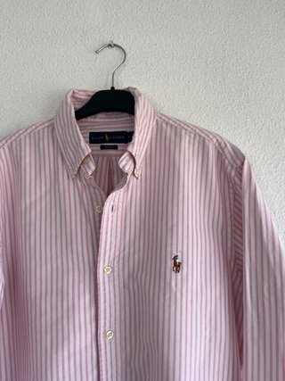 Camisa Polo Ralph Lauren Rayas Rosas Talla M