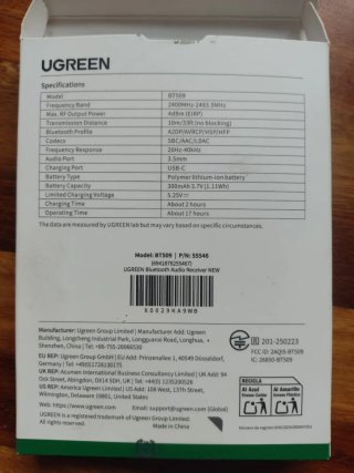 Receptor Bluetooth UGREEN 24bit/96kHz Hi-Res