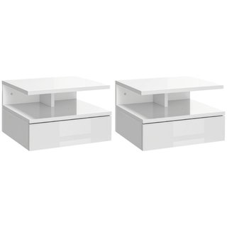 Set da 2 Comodini Moderni Sospesi con Cassetto e M