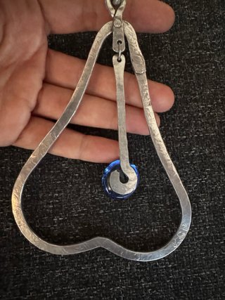 Colgante Maxi Aluminio Martillado Azul