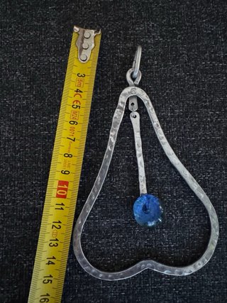 Colgante Maxi Aluminio Martillado Azul