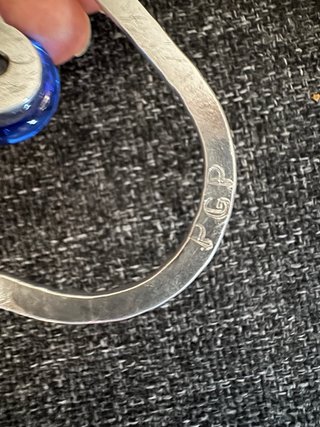 Colgante Maxi Aluminio Martillado Azul