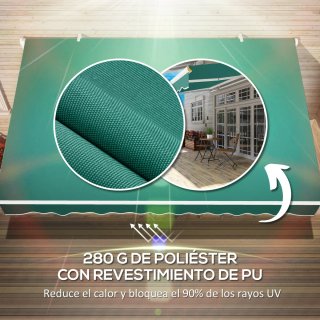 Toldo Balcón Manual 395x245cm Verde