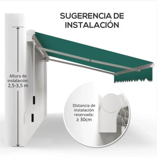 Toldo Balcón Manual 395x245cm Verde