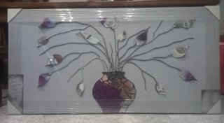 Cuadro Decorativo Flor Metal y Cristal