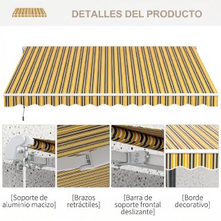 Toldo Balcón 350x250cm Manivela Metal