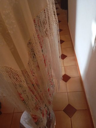 Mantón de Manila bordado a mano seda marfil clarit