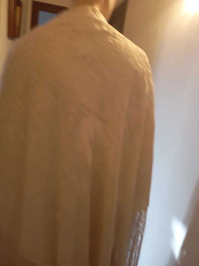 Mantón de Manila bordado a mano seda marfil clarit