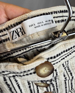 Pantalón Zara Rayas Lino Algodón Talla L