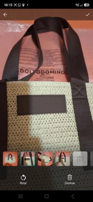 Bolso de rafia beige y marrón