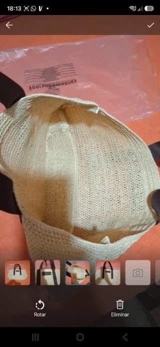 Bolso de rafia beige y marrón