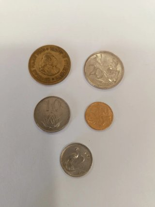 Lote 5 monete antiche e moderne del Sudafrica