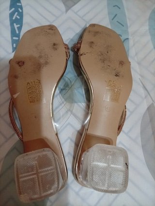 Sandalias Doradas Mujer Tacón Transparentey Dorado