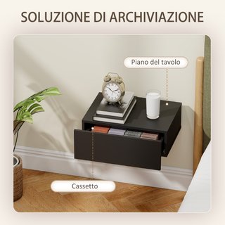 Set di 2 Comodini Sospesi Moderni con Cassetto in