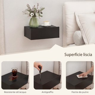 Set di 2 Comodini Sospesi Moderni con Cassetto in