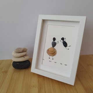 Cuadro artesanal Bailarina y niño Pebble Art