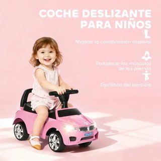 Correpasillos Coche Niño Rosa con Bocina y Faros