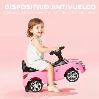 Correpasillos Coche Niño Rosa con Bocina y Faros