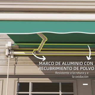 Toldo de pared con brazo articulado y manivela