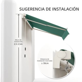 Toldo de pared con brazo articulado y manivela