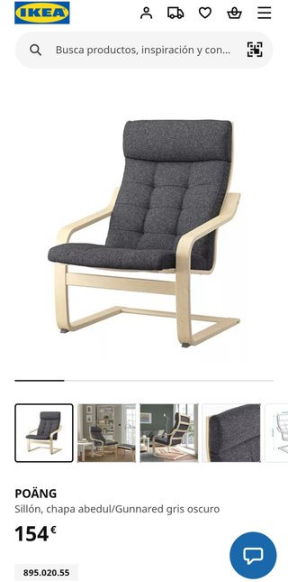 Sillón Poang Ikea cojín marrón desenfundable