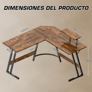 Escritorio Esquinero Madera y Metal