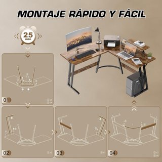 Escritorio Esquinero Madera y Metal