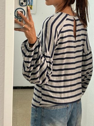 Blusa rayas manga larga Stradivarius