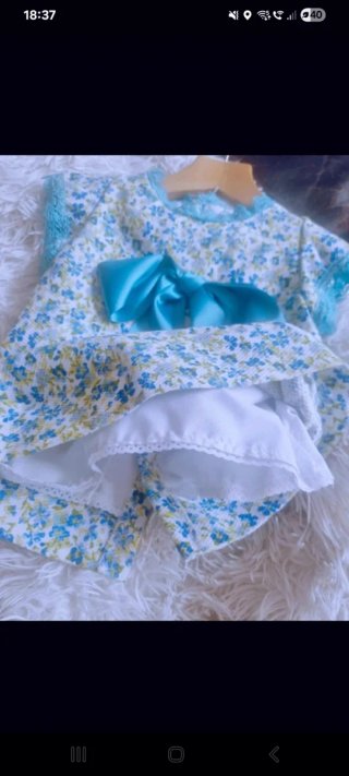 Vestido bebé floral azul, talla 1m