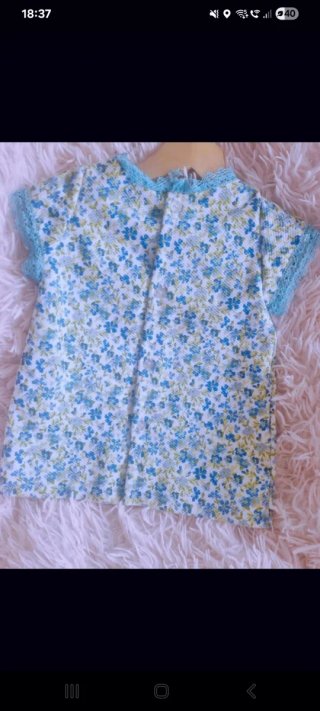 Vestido bebé floral azul, talla 1m