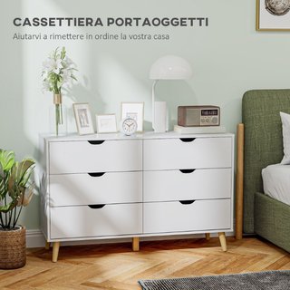 Cassettiera 6 Cassetti con Maniglie Laminate, in L