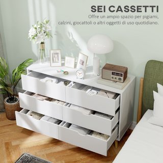 Cassettiera 6 Cassetti con Maniglie Laminate, in L