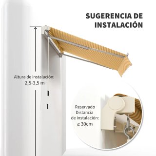 Toldo de pared articulado con manivela