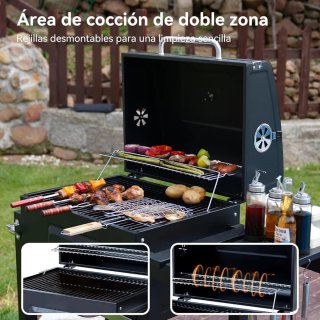 Barbacoa Carbón Parrilla Tapa Acero Negra