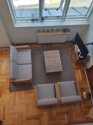 conjunto Sofá 2 plazas y 2 sillones madera
