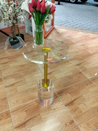 Mesa auxiliar moderna cristal y metal